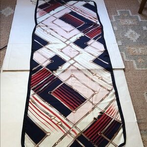 Beautiful Silk Red White and Blue Long Scarf